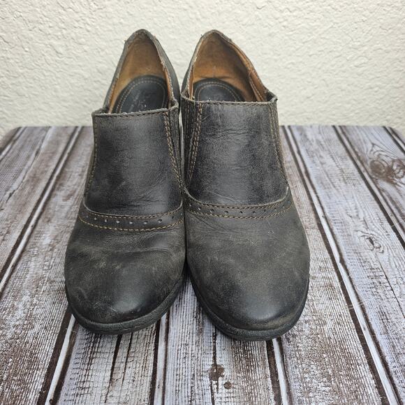 BOC born Womens Boot Size 10 Brown Leather Block Heel y2k chunky shootie Bootie - Picture 5 of 8